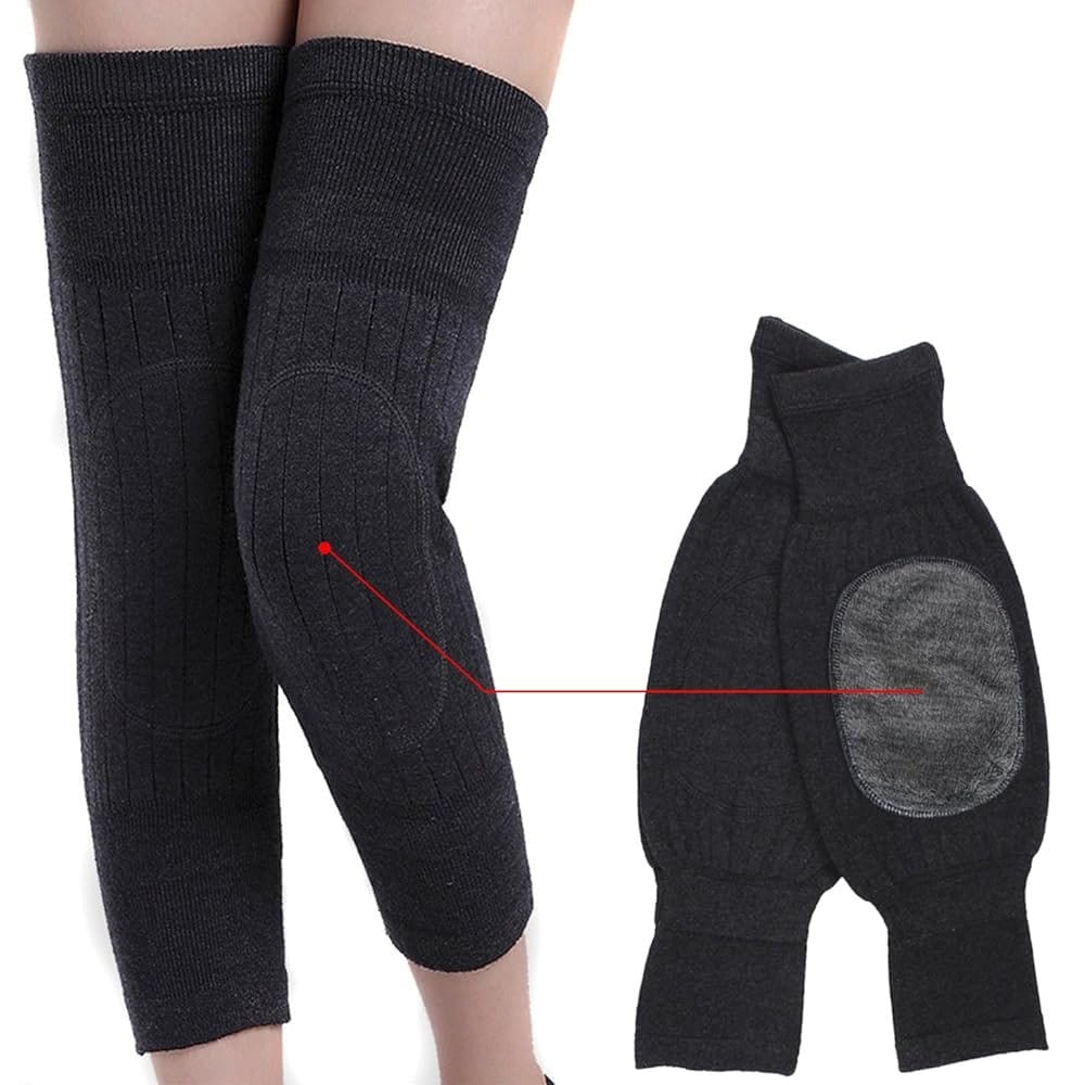 Knee Warmer - Woolen Blend Thermal Leg Warmers - 1 Pair Knee Pad - Unisex Elastic Knee Brace - Knee Pads For Men & Women - Breathable Knee Pads